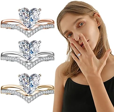 Прилагодливи прстени за жени со големина срцев свадба накит Womenените златни бели прстени Rhinestone 5-11-WOM RING RINGS