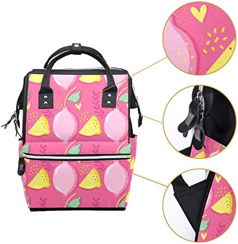 Розови лимони шема на пиштоли пастели плодови ранец ранец бебе бебето, менување торби со повеќе функции со голем капацитет торба