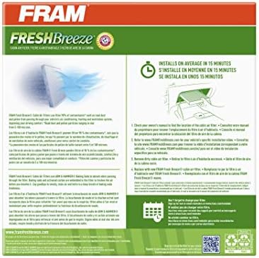 Fram Fresh Breeze Cabin Air Filter со сода бикарбона Arm & Hammer, CF10936 за возила BMW