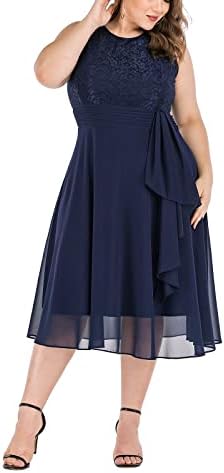 Eaktool Модерно повлекување на половината на половината пукна чипка ретро голем полите тенок фустан лаги големина за жени фустани на плажа