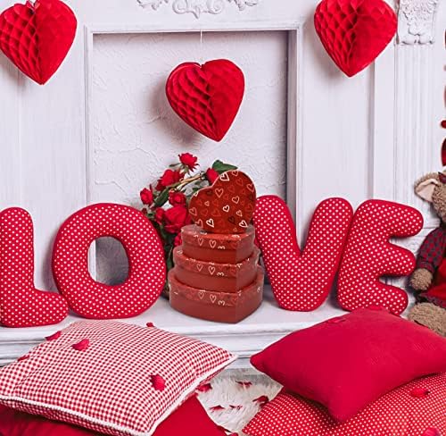 Денот На вљубените Кутии За Подароци Во Облик На Срце 4 Пакувајте Црвени Валентински Срца Третирајте Кутија Со Капаци Валентини Гнездење
