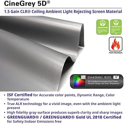 Елита екрани Aeon Cinegrey 5d 165 Diag. 16: 9, таванот амбиентална светлина што го отфрла Cinegrey 5D Edge Fixed Preciver Ection Screen, AR165DHD5