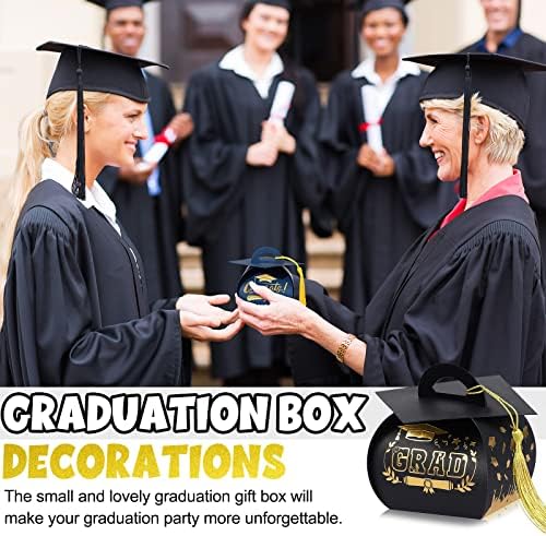 Колар 100 Пакет Капа За Дипломирање Кутија За Бонбони Партијата За Дипломирање Ја Фаворизира Кутијата За Подароци Со Златна Ресна Мал Сувенир