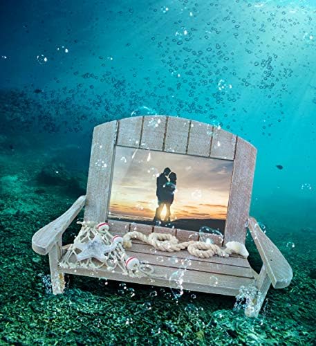 COTA Global Brown Sea Chood 6x4 Place Frame - потресена рамка за слика на стол на плажа од дрво за меморија за летни одмори, рачно изработена тропска наутичка рамка за слика за таблети -
