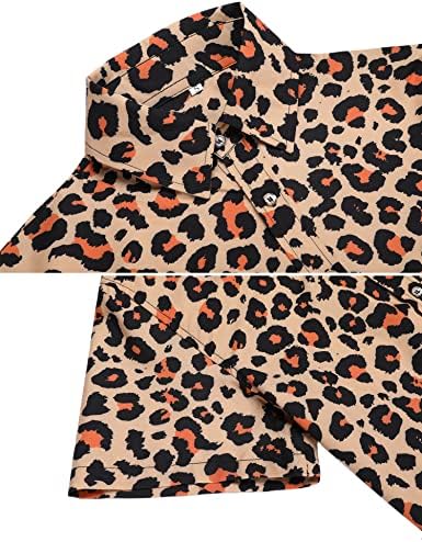 Даупанзис Машки Краток Ракав Моден Леопард Дизајн Фустан Кошула