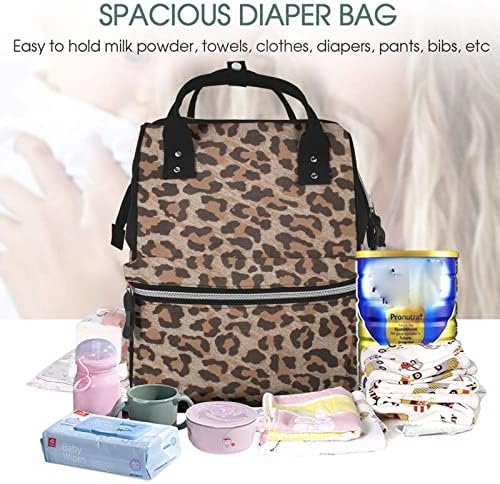 Леопард печати мумички ранец за пелена торбички торби рамената на рамената торба со голем капацитет за нега на бебиња