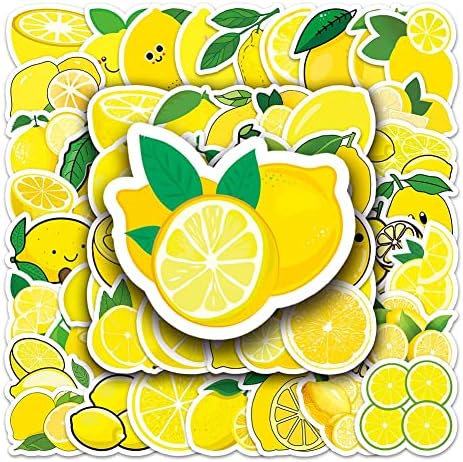 Налепници за лимон | 50 парчиња лимон водоотпорен винил декорации за шишиња со вода лаптоп багаж чаша компјутерски мобилен телефон скејтборд
