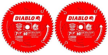 Фројд D0760X Diablo Ultra Finish Saw Blade ATB 7-1/4-инчи од 60T 5/8-инчен ARBOR, 2-пакет