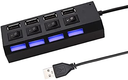 UXZDX USB 2.0 центар за разделник на центри Користете го адаптерот за напојување 4 Порта со повеќе USB центар за експандер