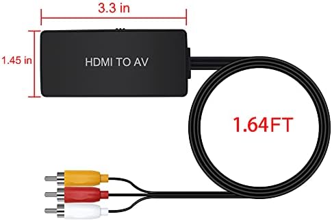 HDMI до RCA Converter, HDMI до композитен адаптер за видео аудио конвертор, HDMI до AV, го поддржува PAL/NTSC за PS4, Xbox, Switch,