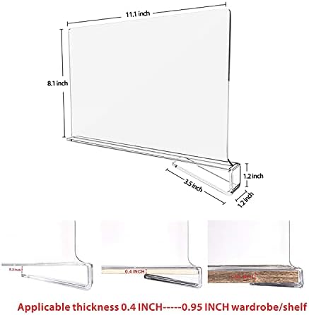 Поделби за акрилични полици на Закор, пакет од 8 чисти полици за полици за плакари за гардероба за кујни и решетки за чевли, сепаратор на дрвени