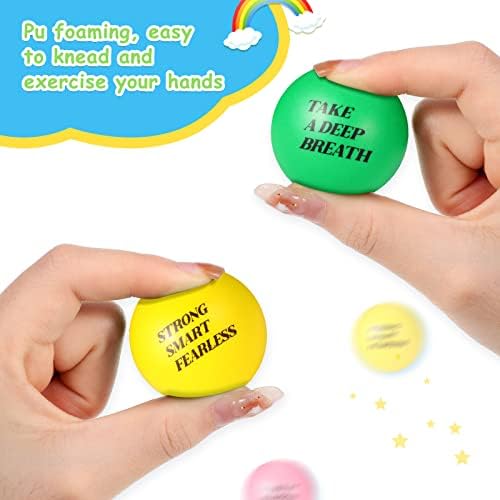60 парчиња шарени стрес топки со инспиративни цитати мали мотивациони играчки за пена за возрасни и деца за управување со лутина