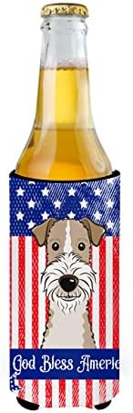 Богатства на Каролина BB2177MUK Американско знаме и жица од лисица лисица Ултра Хугер за тенки лименки, може да полади машина за пиење ракави за пиење ракав за пијалоци
