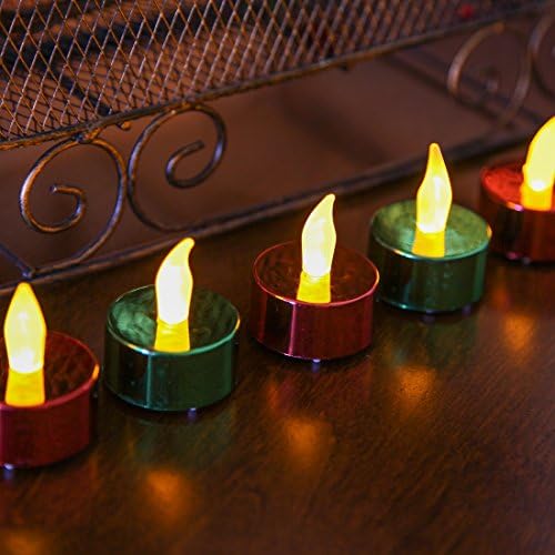 Дома-X Фламенски свеќи за гласови за гласови, совршени за забави за одмор и украсување, зелена и црвена боја