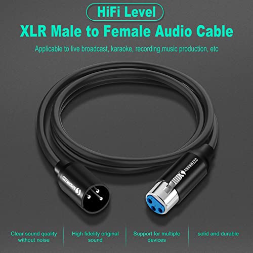 Кабел за микрофон Annnwzzd XLR 15ft 2 пакет XLR машки до женски микрофон кабел