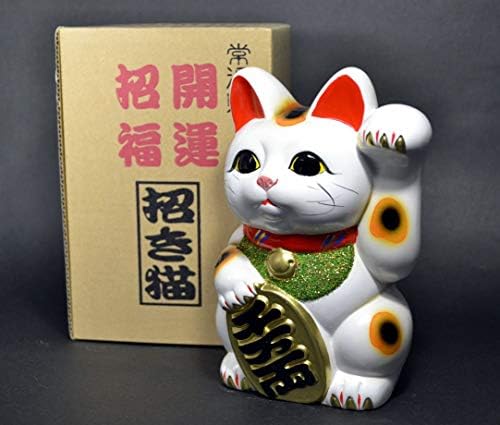 Направено во Јапонија среќна мачка 7,5 '' Токонам порцелан бел Манеки Неко лева рака