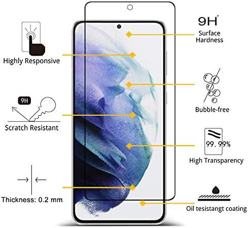 Iander 3 Пакет Стакло Заштитник На Екранот За Galaxy S21, 3 Пакет Камера Заштитник На Објективот Со Лесна Инсталација Послужавник,