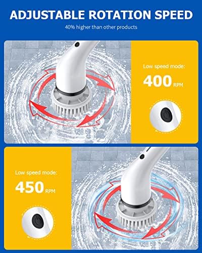 Електричен Чистач За Вртење, Четка За Чистење Безжичен Чистач Со Долга Рачка, Брзина На Режимот 2, Четка За Чистење Моќност