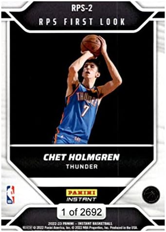 CHET Holmgren RC 2022-23 Panini Instant RPS 1-ви изглед дебитант /26922 Тандер НБА