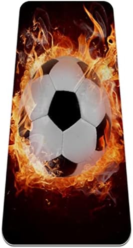 Фудбалски оган спортска топка Екстра густа јога мат - Еко пријателски не -лизгање вежба и фитнес мат