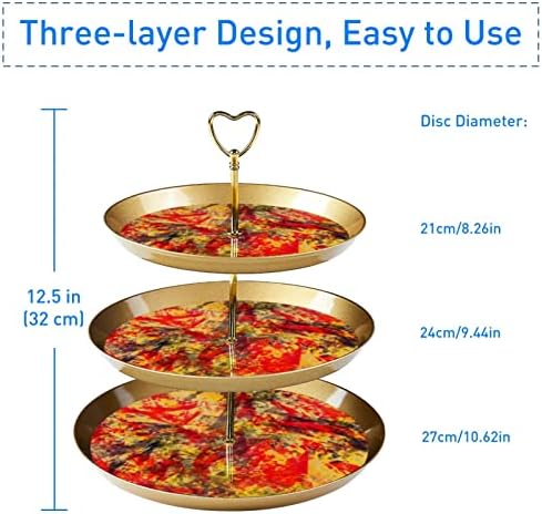 Печатена Цветна Шема Држач За Кекси Од 3 Нивоа, Штанд За Десерти, Кула За Кекси За Колачи Десерти Овошје Штанд За Бонбони