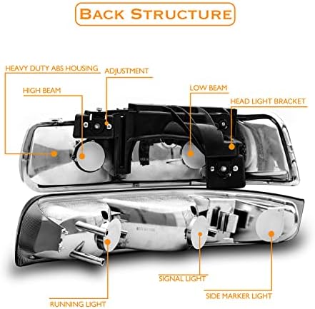 Cxdar Собранието На Фаровите Компатибилен со 1999-2002 Chevy Silverado 1500 2500/2000 - 2006 Приградски 1500 2500 Тахо, Фарови Со Браник