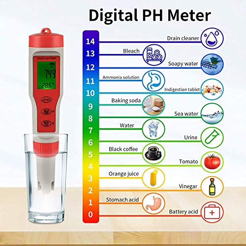 Ipower PH TDS метар тестер за вода со 4 функции за базен, лабораторија, преработка на храна, аквариум, езерце, 1-пакет, пиво подготовка