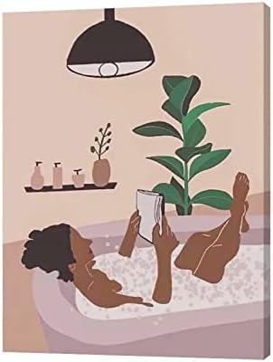Афроамериканска бања wallидна уметност црна жена када релаксираат декор wallидни уметности модерни минималистичко сликарство уметнички дела