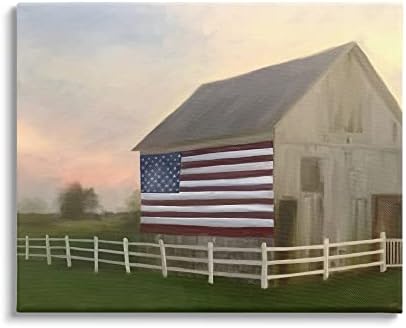 Sumn Industries American Flag Rural Barn Sunset Farm Pandscape, дизајн од Ејми Хол