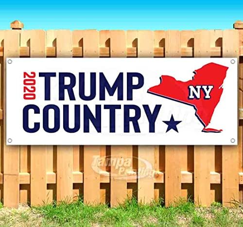 Трамп Земја Newујорк 2020 Банер 13 Оз | Не-ткаенини | Тешка винил еднострана со метални громови