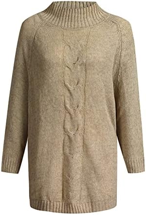 Есенски џемпери од женски женски патеки со долг ракав со ленти со ленти со ленти, плетени џемпери со меки пуловер, цврст кабелски скокач на врвот
