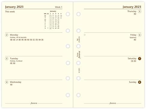 Недела на Памучен Крем филофакс За Прегледување Пакет За Полнење Дневник-Големина на Џеб-2023