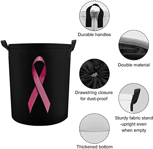 Розова Сатенска Лента Рак На Дојка Преклоплива Корпа За Перење Запечатена Облека Го Попречува Организаторот Со Издржлива Рачка За