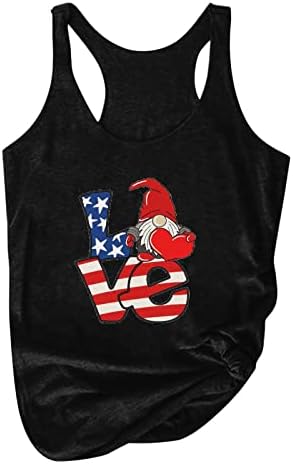 Резервоарот за жени лабави се вклопуваат на 4 -ти јули кошули без ракави во САД Графички патриотски маички тинејџерски девојки Американски резервоар за знамиња на ?