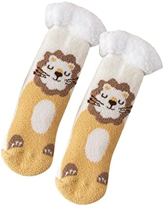 Miashui загреани чорапи за мажи жени зимски животни печатење кадифето задебелен корал со кадифени кади со памучни чорапи чорапи за стари лица
