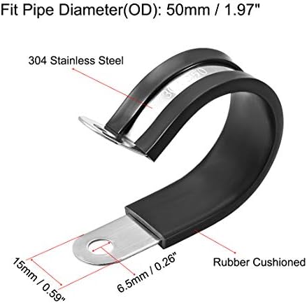 uxcell 5/16 Кабел Стегач 304 Нерѓосувачки Челик Гума Амортизирани Изолирани Стегач R Форма Метал Стегач 8 парчиња