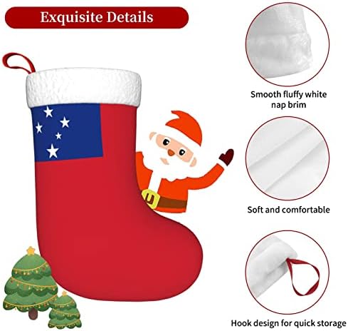 Цутедварф Самоанско Знаме Божиќно Порибување Божиќна Декорација Класичен 18 Инчи Камин Виси Чорап