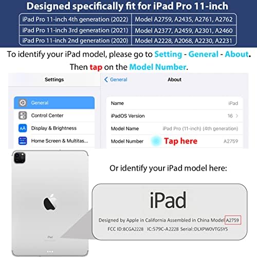 Ipad Pro 11-инчен Случај, Roartz Aqua Smart Auto Wake/Капак За Спиење Вграден Држач За Моливи Trifold Поддршка Apple Pencil 2 Спарување За Полнење за iPad Pro 11 2020 2 2021 3 2022 4 Та Генерација