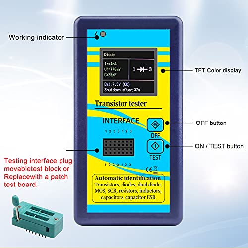 Тестер на Aidepen Transistor, автоматски кондензатор за детектор на проверка Tester ATMEGA328 MOSFET за NPN PNP транзистор диоди отпорник