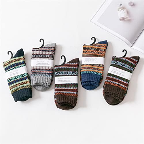 N/A 5 пара/поставени деловни мажи волна чорапи задеберете ги машките чорапи топол ретро национален стил за снежни чизми