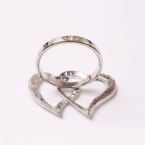 Sfmzcm 12 парчиња двојно срце со салфетки прстени на срцеви салфетки легура на салфетка прстени од салфетка