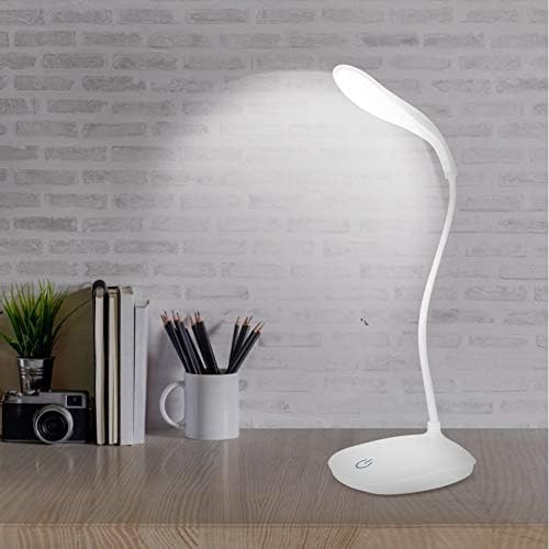 Qiilu табела за ламби за ламба ABS бела USB Флексибилна врата LED биро светло затемнет прекинувач за допир ноќно читање ламба за