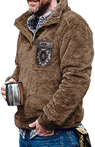 Џемпер од Xzhdd руно пуловер за мажи, зимска половина патент -јака јака меки маичка Бохо карирана топла скокач врвови смешни кошули тројни