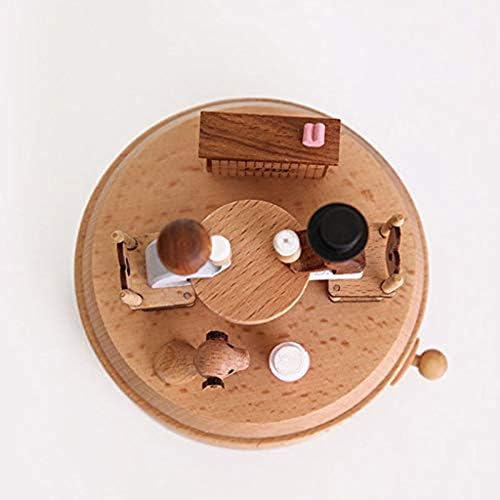 Срамено дрвена ротирачка музичка кутија часовница музика рачно изработена дрвена кутија занаети додатоци ретро домашна декорација