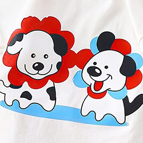 Детска памучна маица со кратки ракави постави цртани модели на боја контраст домашна облека пижами бебе девојче летен фустан