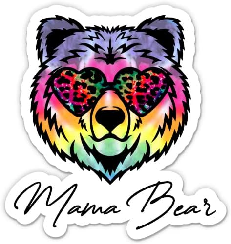 Мама мечка во налепница на нијанси - налепница за лаптоп 3 - водоотпорен винил за автомобил, телефон, шише со вода - симпатична