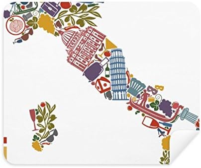 Мапа Италија Знаменитост Национално Знаме Архитектура Чистење Крпа За Чистење Екран 2 парчиња Велур Ткаенина