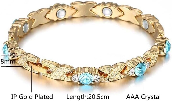 Нараквица во форма на Tha & Lam- Crystal X погодна за женски здравствен енергија магнетна златна боја накит Нова Година подарок-AL1258-Champagne