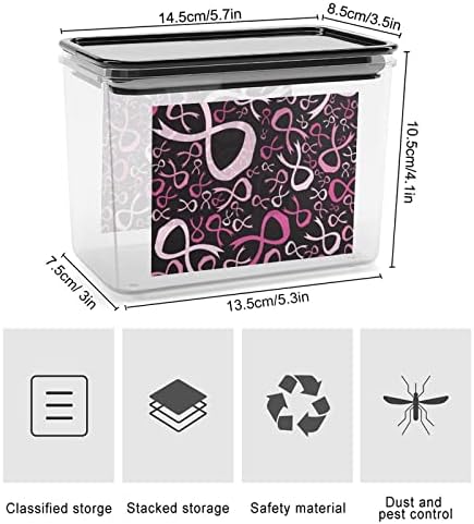 Свесност За Рак На дојка Кутија За Складирање Розова Лента Пластични Канистри За Контејнери За Организатор На Храна Со Капак За Кујна