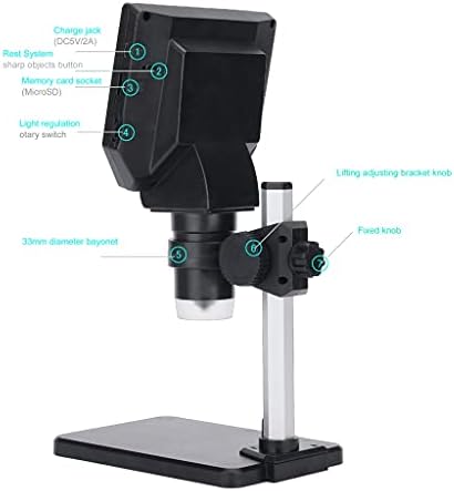 ZLDQBH Професионален Дигитален Електронски Микроскоп 4.3 Инчен Голем Основен ЛЦД Дисплеј 8MP 1-1000x Континуирано Засилување Зголемувач